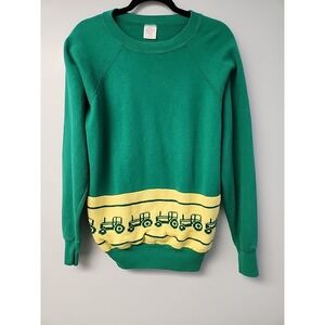 Vtg Pannill Tractor‎ Sweatshirt Men's XL Green Crochet Farming Pullover 90s